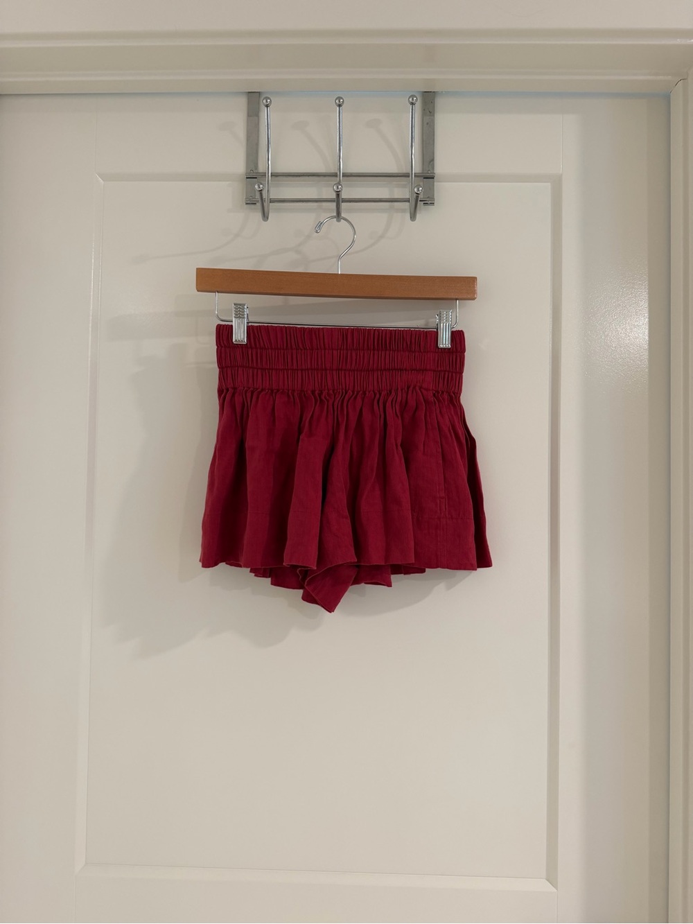 Isabel Marant - Women's Red Ruffled Smocked Waist Shorts
